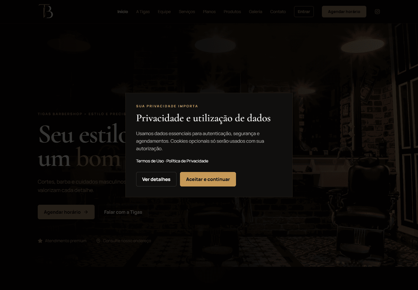 Prévia do projeto Tigas Barber Shop